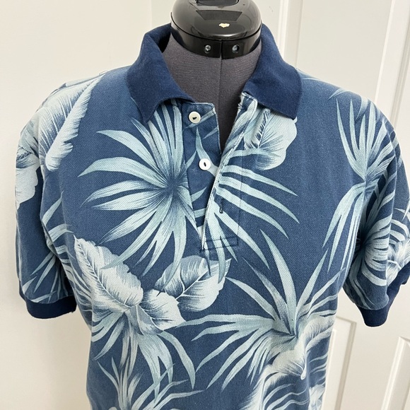 Men's Blue Floral Polo Shirt - Picture 8 of 9
